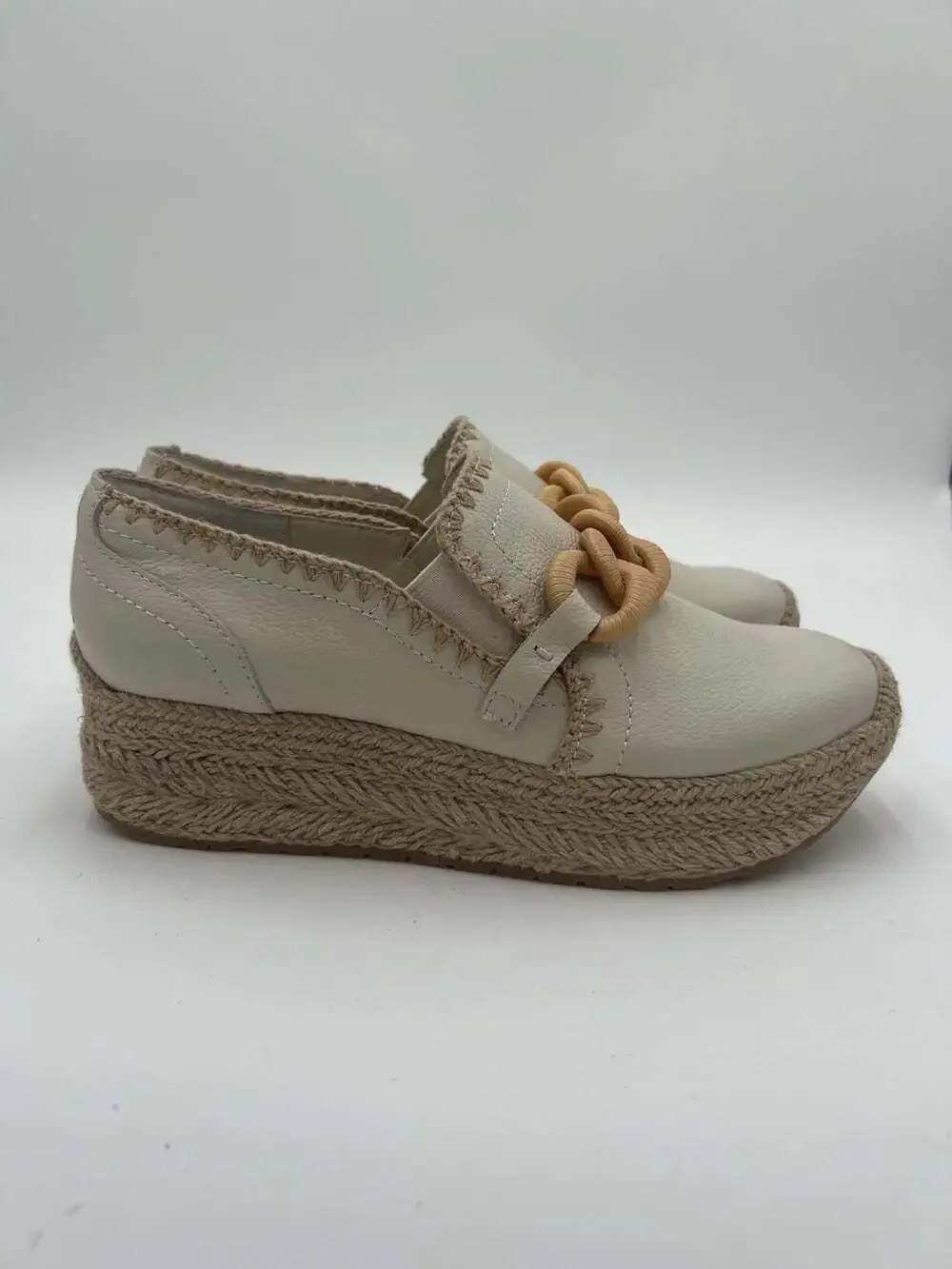 Dolce Vita Jhenee Espadrilles Women’s 8 Ivory Chain Loafers NWOB